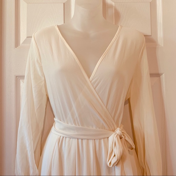 🌹CLEARANCE! | Elegant Sheer Ivory Maxi Dress for Petite, Wedding NWOT🌹 - Picture 8 of 16